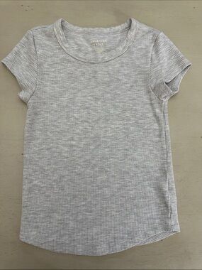 Light Gray Ribbed Short Sleeve Tee